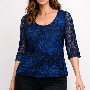 Kiara Navy Lace Women's Blouse